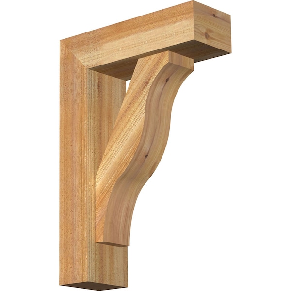Ekena Millwork Funston Block Rough Sawn Bracket w/ Offset Brace, Western Red Cedar, 6"W x 18"D x 26"H BKT0604X18X26FST05RWR - main